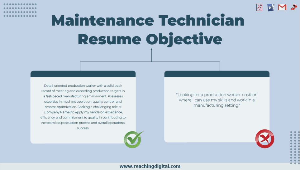 Maintenance Technician Objective Example