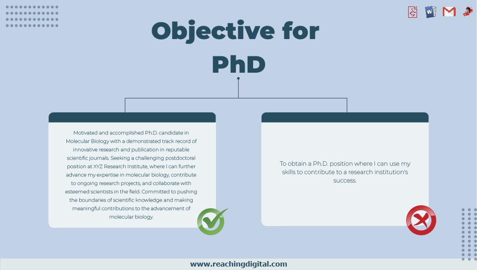 Sample career objective for PhD Application