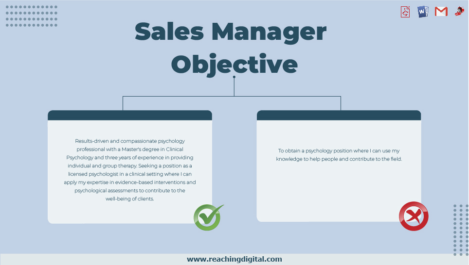 Sales Manager Objectives for Resume