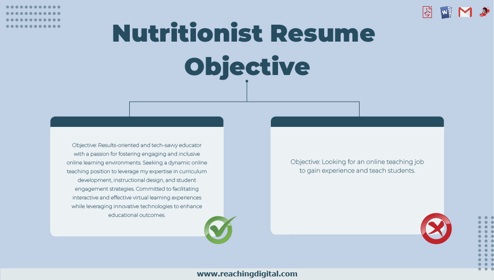 Career Objective for Nutritionist