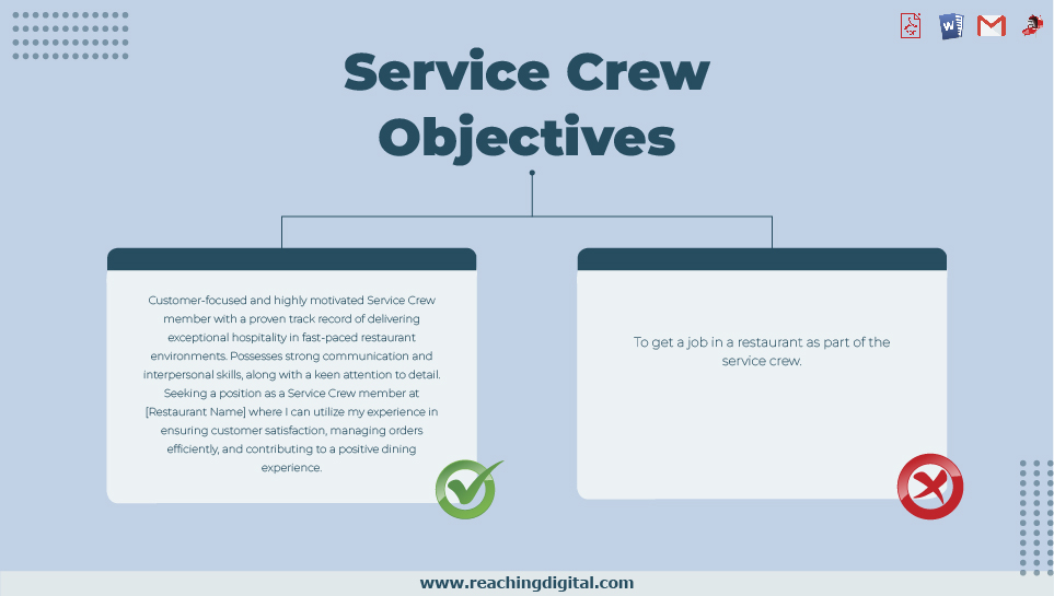 Service Crew Resume Objective