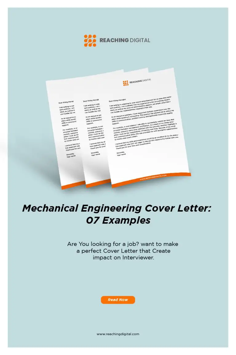 Mechanical Engineering Cover Letter: 07 Examples – Reaching Digital