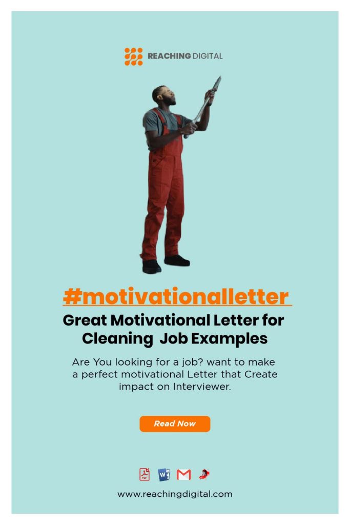 Motivational Letter for Cleaning Job Example