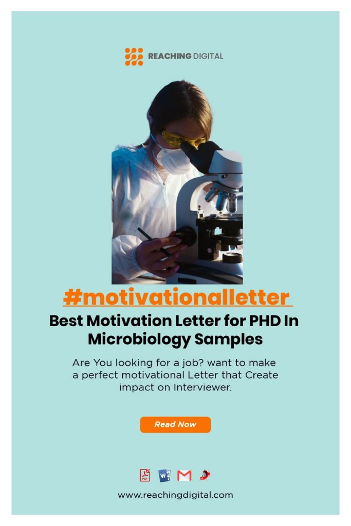 Sample Motivation Letter for PHD In Microbiology