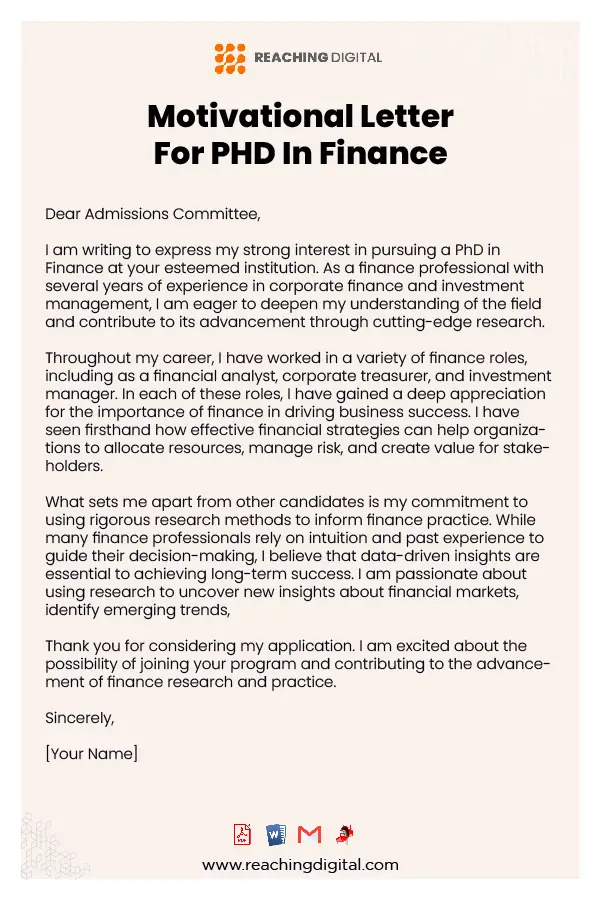 motivation letter for phd study