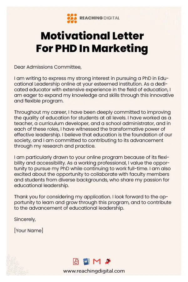 Best Motivation Letter For PHD In Marketing