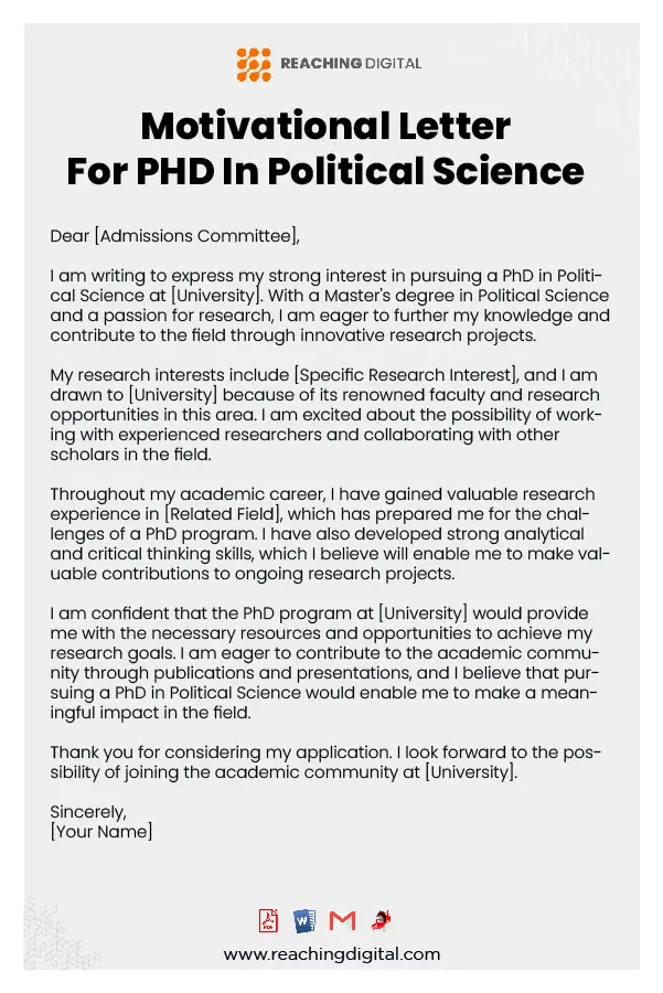 Motivation Letter For PHD In Political Science 9 Best Samples 