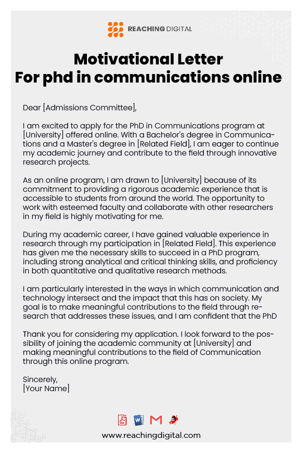 Motivation Letter For PhD In Communication in Canada