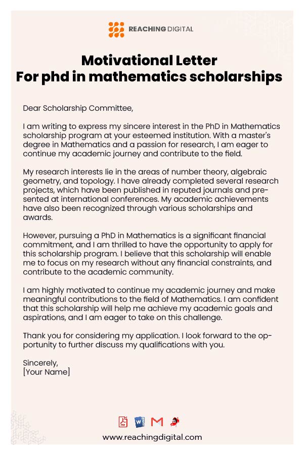 Motivational Letter For PhD in Maths