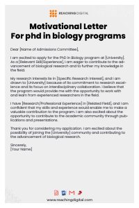 phd motivation letter biology