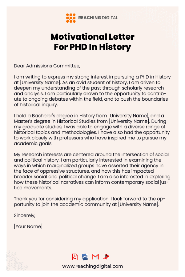 Motivation Letter For Ph.D. in History Cambridge