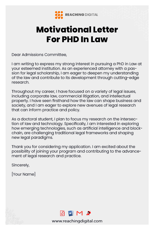 Best Motivation Letters For Ph.D. in Law