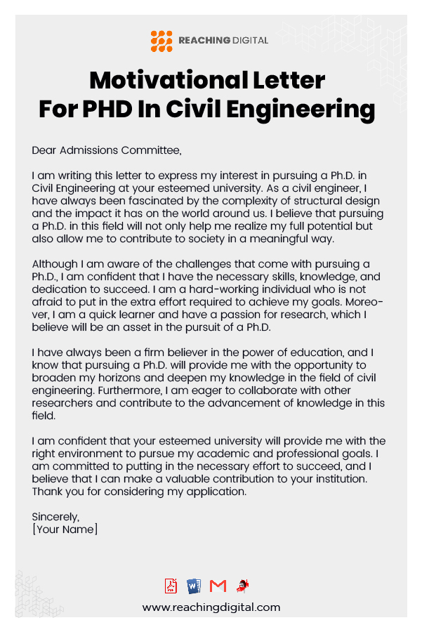 Best Motivational Letter For PHD In Geotechnical Engineering