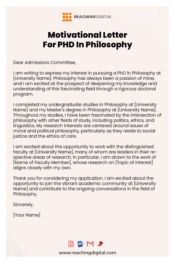 Motivation Letter For Ph.D. in Philosophy Cambridge