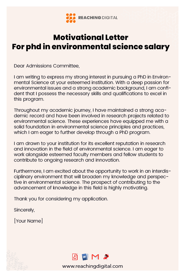 Motivational Letter For PHD In Environmental Health