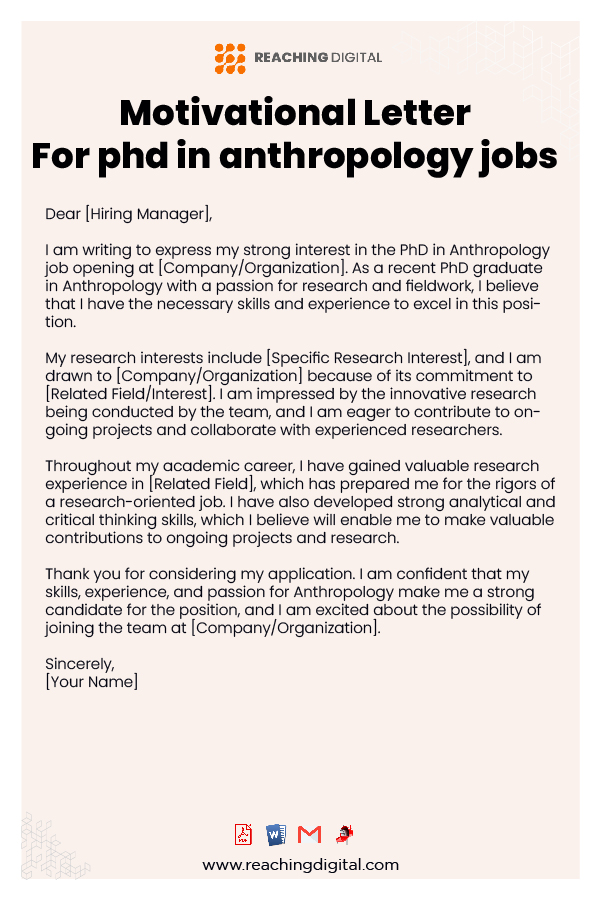 Sample Motivation Letter For PHD In Anthropology