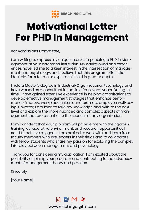 motivation letter for phd program